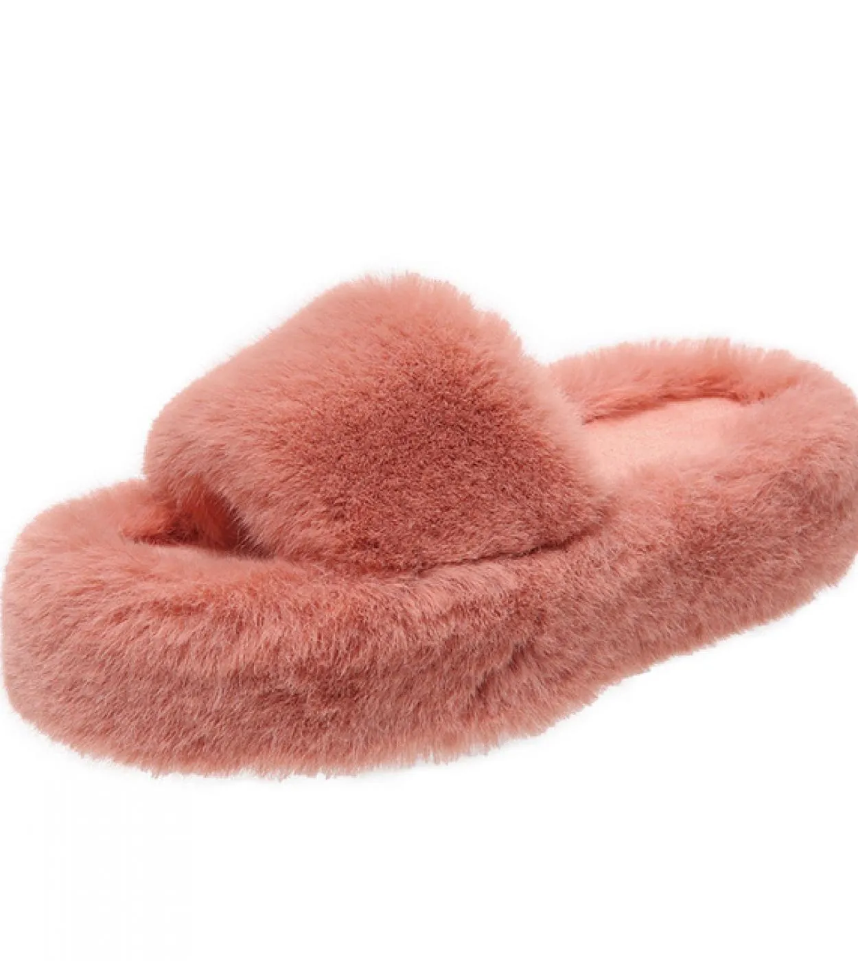 2022 Pantofole pelose da donna invernali Piattaforma moda Scarpe da casa per interni in morbida pelliccia sintetica Pantofole ca