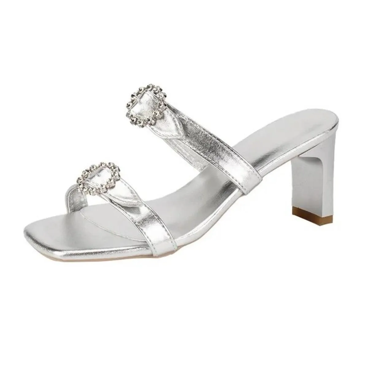 2024 Pantofole estive nuove con strass Pantofole da donna con punta aperta alla moda da donna Pantofole femminili con tacco alto