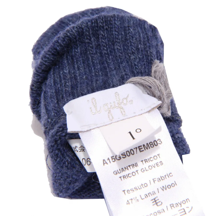 9339Y guanti bimbo boy IL GUFO wool blue gloves