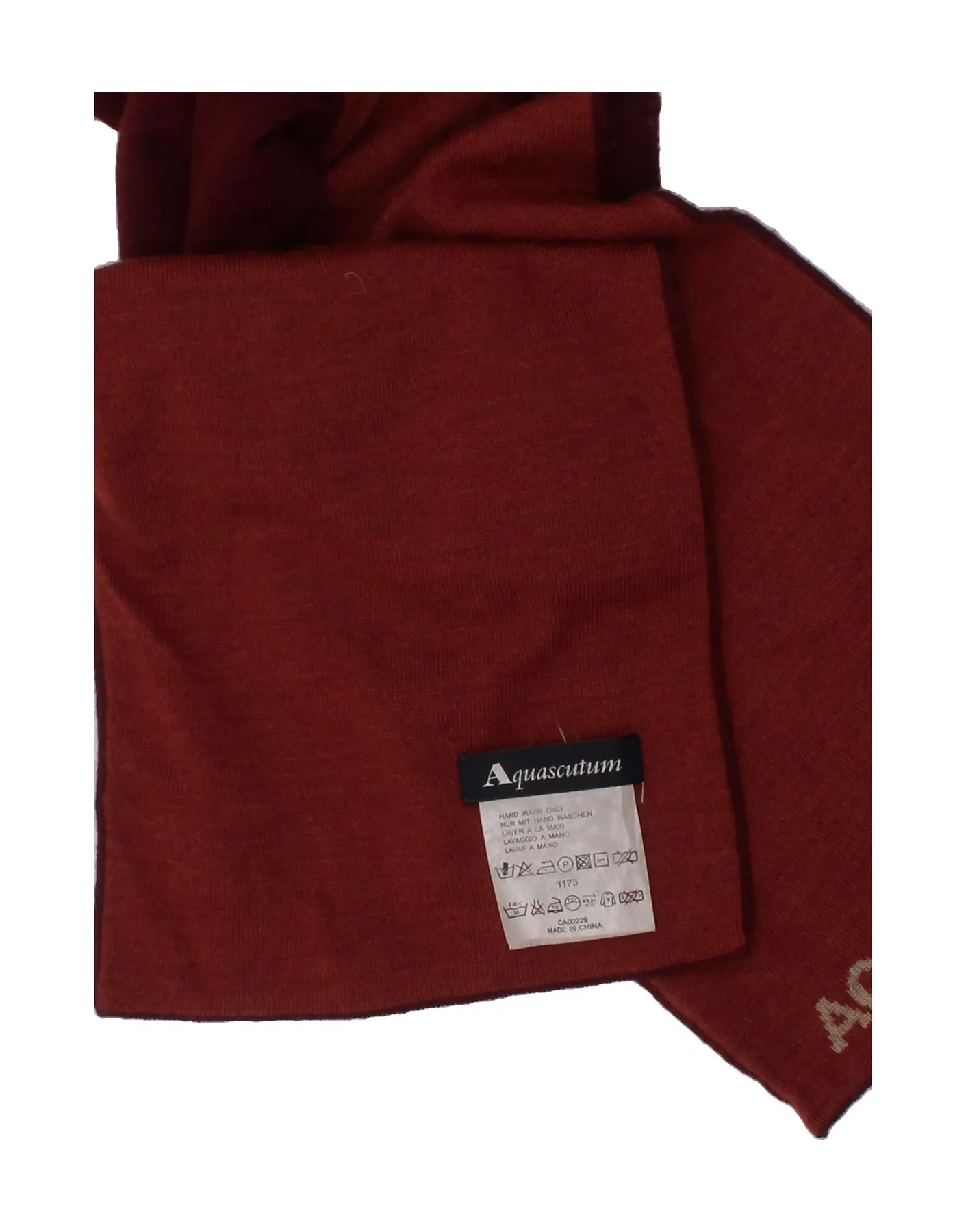AQUASCUTUM Mens Graphic Rectangle Scarf One Size Maroon Colourblock Wool