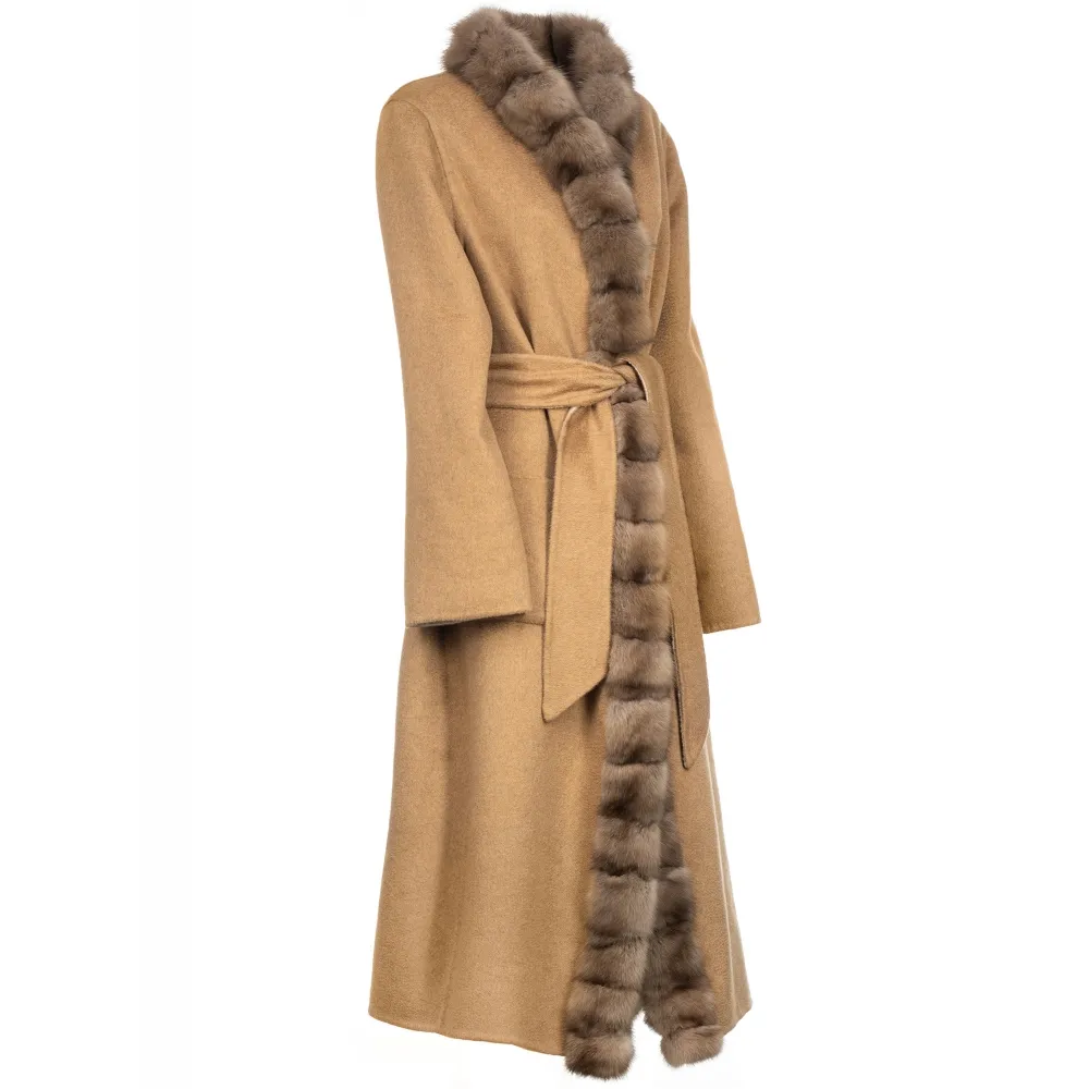 Avvenice - Margot - Cappotto in Cashmere e Zibellino - Loro Piana Cashmere - Pelliccie - Cappotti - Luxury Exclusive Collection