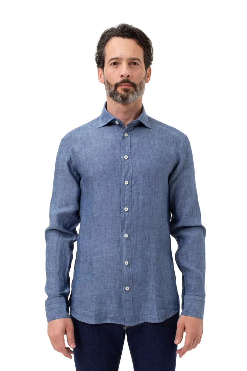 BASTONCINO   CAMICIA DENIM IN PURO LINO