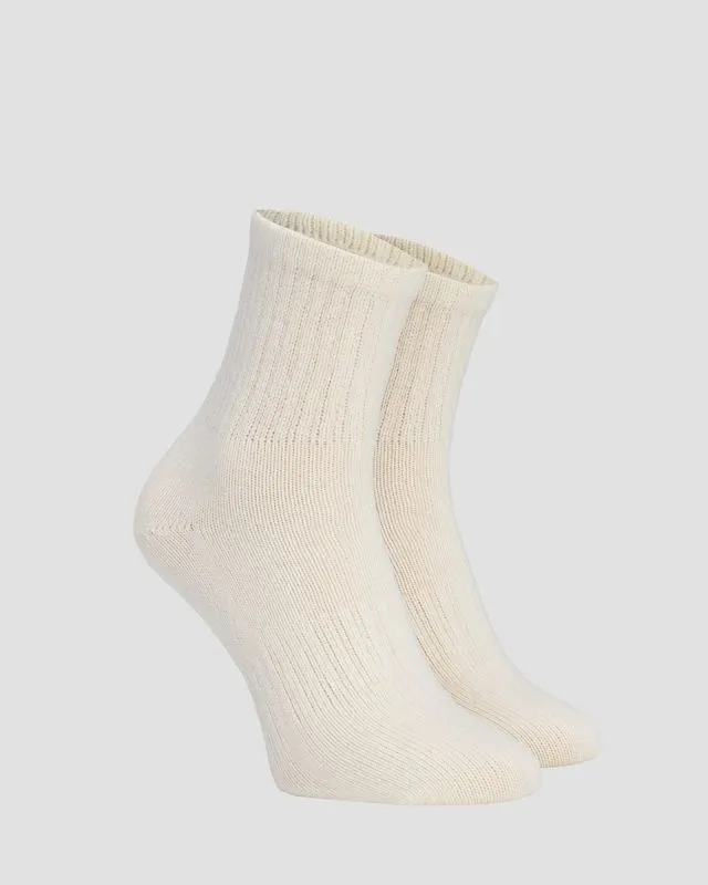Białe skarpetki z kaszmiru damskie Kujten Socks AK1060-755