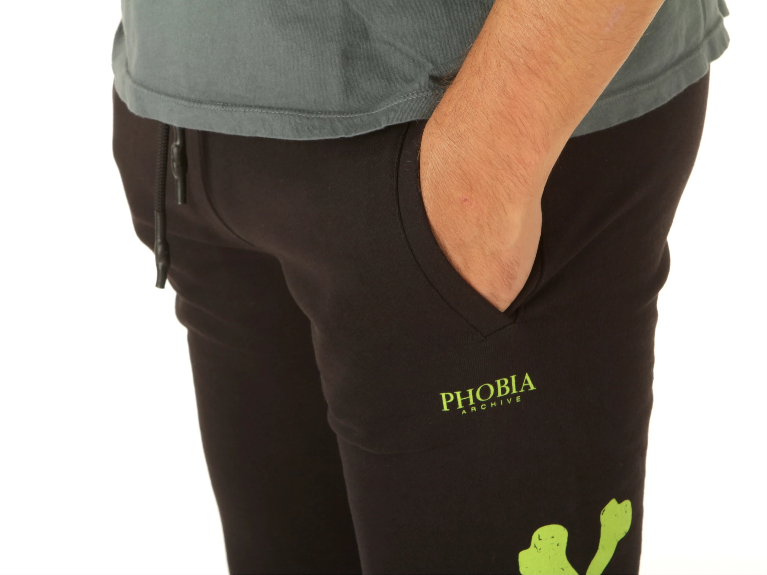 Black Pants With Green Cross Bones