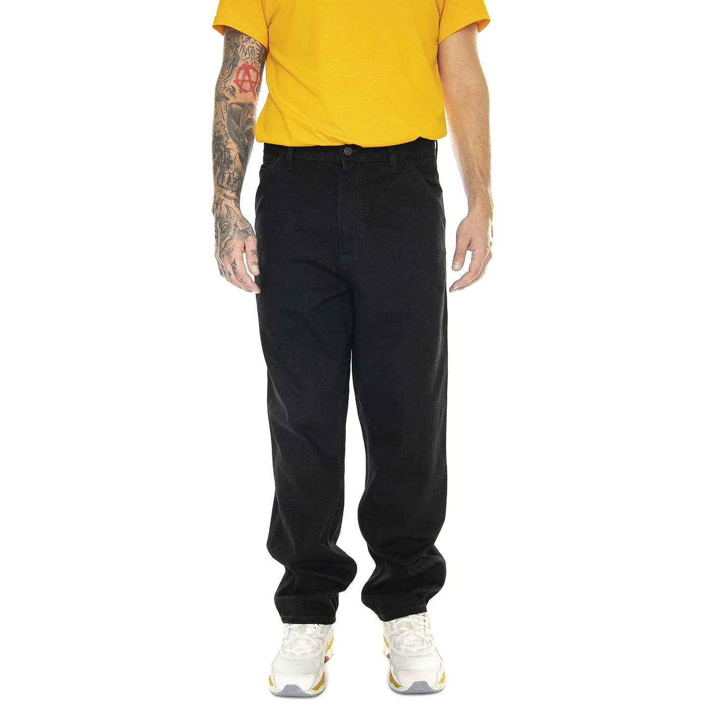 CARHARTT WIP Single Knee Pant Black /rinsed - Pantaloni Uomo Neri    