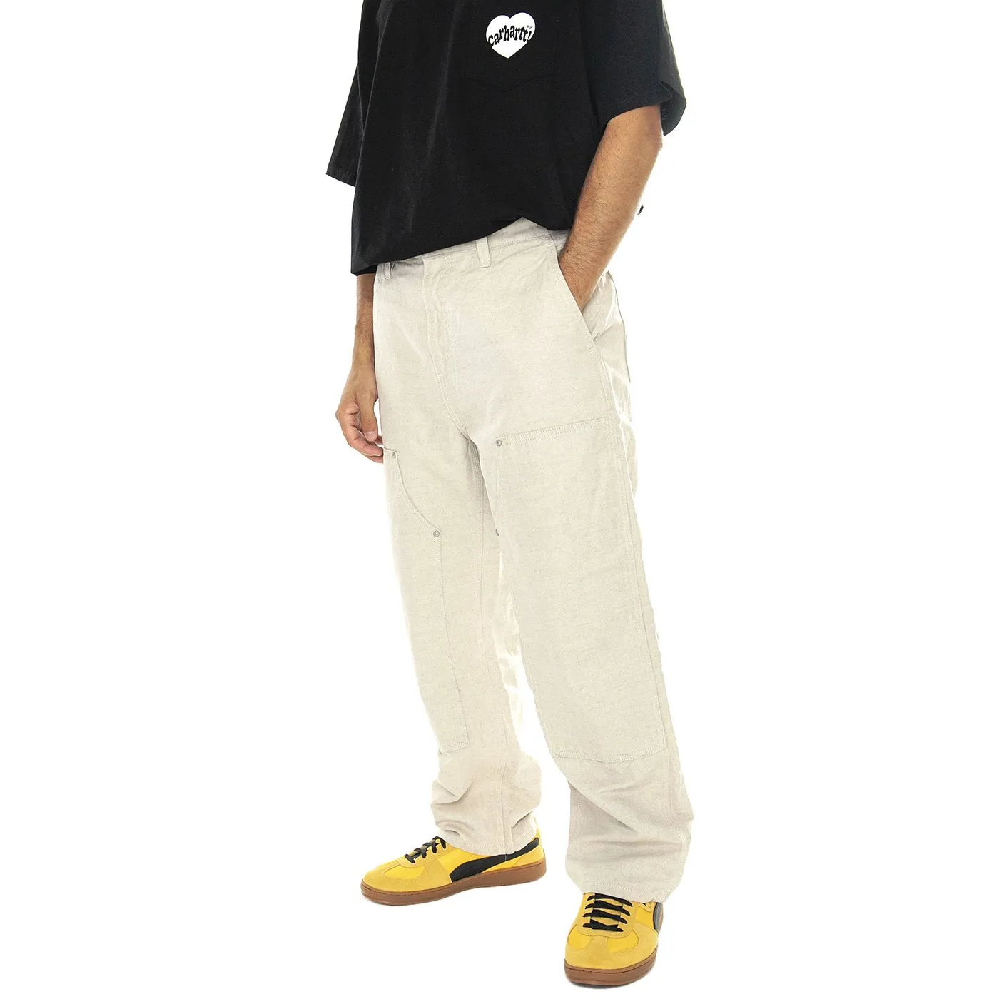 CARHARTT WIP Walter Double Knee Pant Natural rinsed - Pantaloni Uomo Beige    
