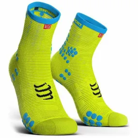 Compressport Pro Racing Socks V3 Run HIGH Fluo Yellow - Calza Running