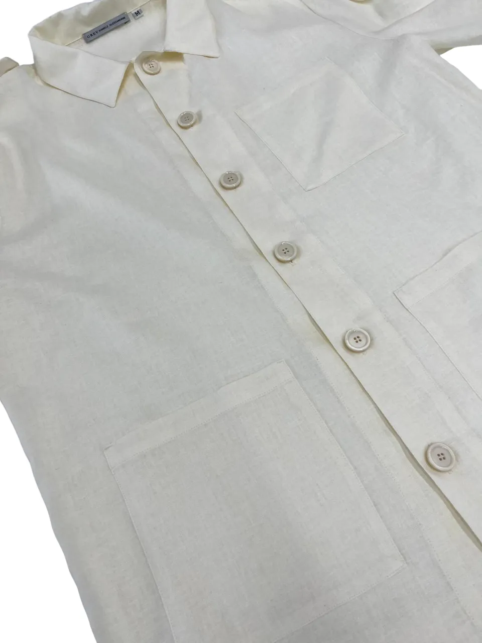 DANIELE ALESSANDRINI   CAMICIA PANNA IN MISTO LINO