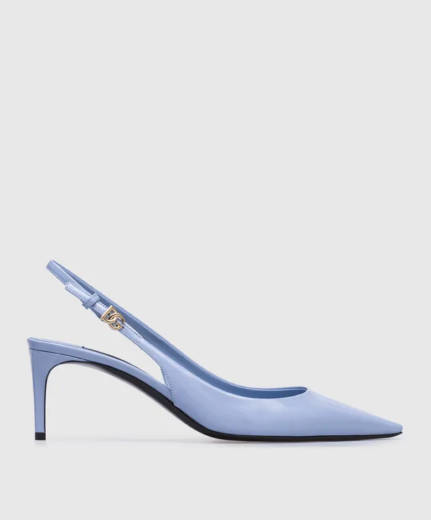 Dolce&Gabbana Slingback in pelle blu con logo DG in metallo CG0805A1037