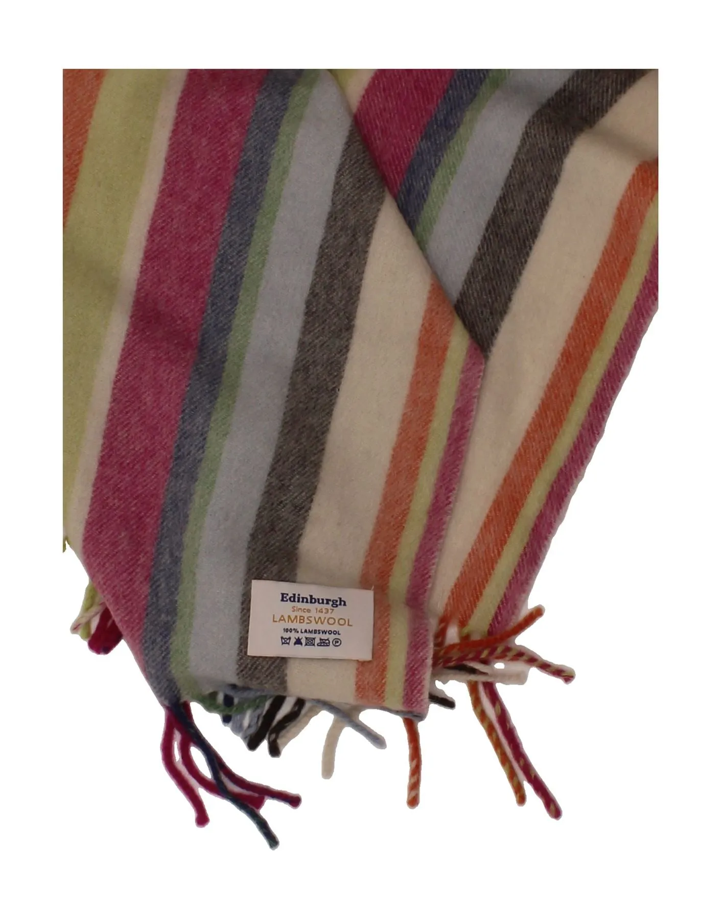 EDINBURGH Womens Rectangle Scarf One Size Multicoloured Striped Lambswool