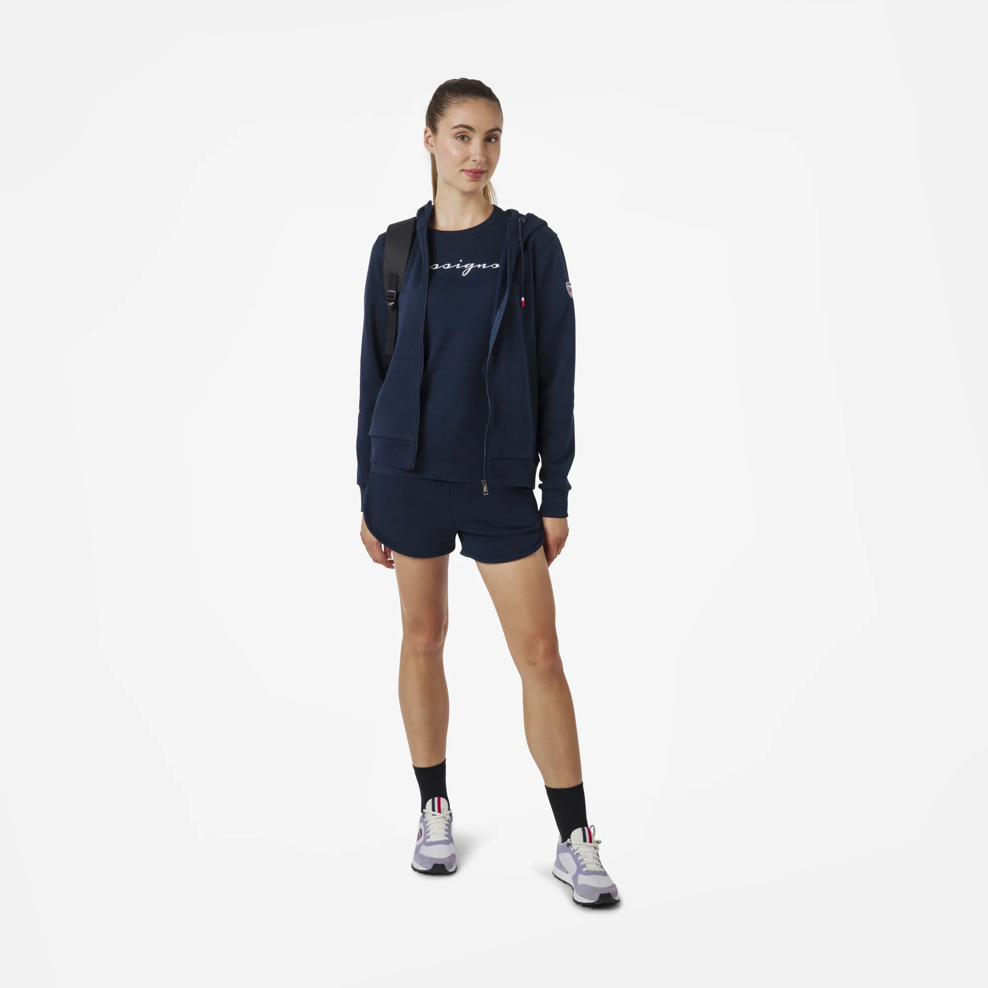 Felpa felpata con cappuccio e zip integrale donna logo