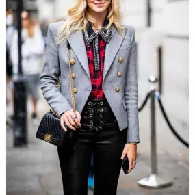 High Street La più recente giacca firmata 2023 Star Style da donna Classic Lion Bottoni Doppio petto Giacca slim aderente Pale
