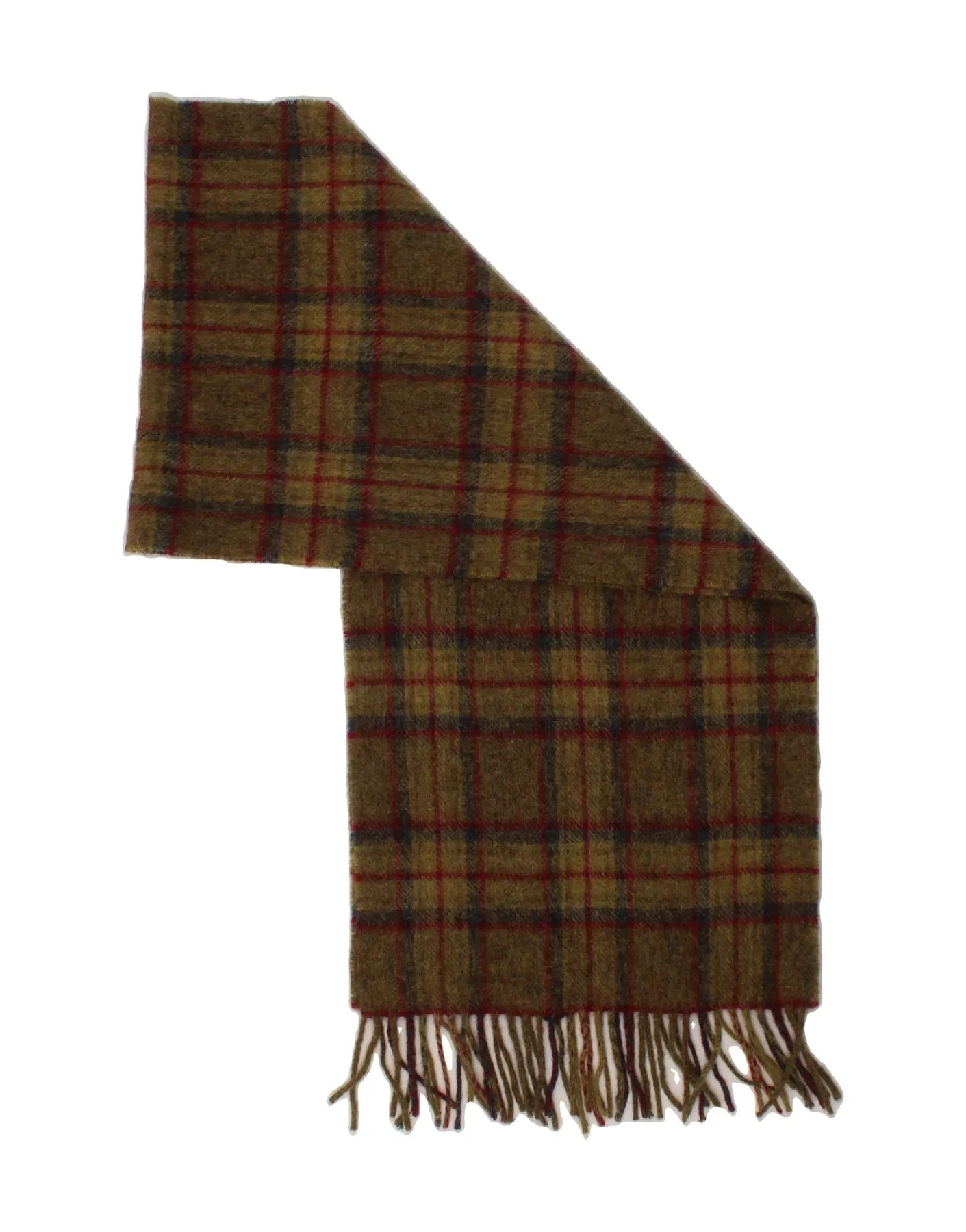 JOHN HANLY&CO LTD Mens Rectangle Scarf One Size Khaki Check Lambswool