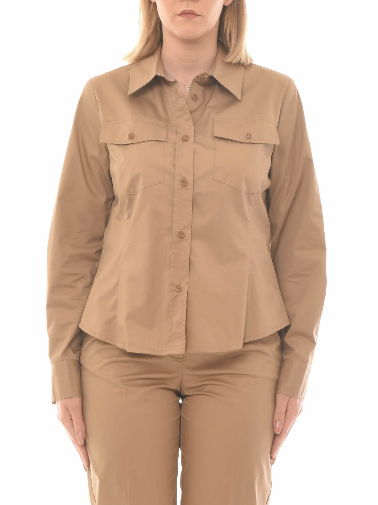 KAOS   CAMICIA CAMMELLO IN COTONE