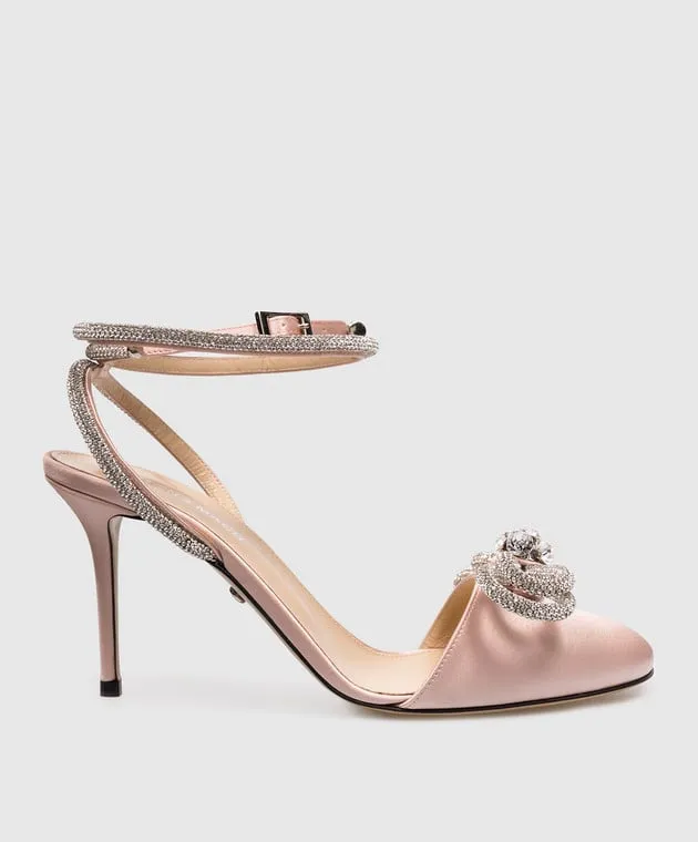 Mach&Mach Slingback rosa con doppio fiocco e cristalli S079285CRP
