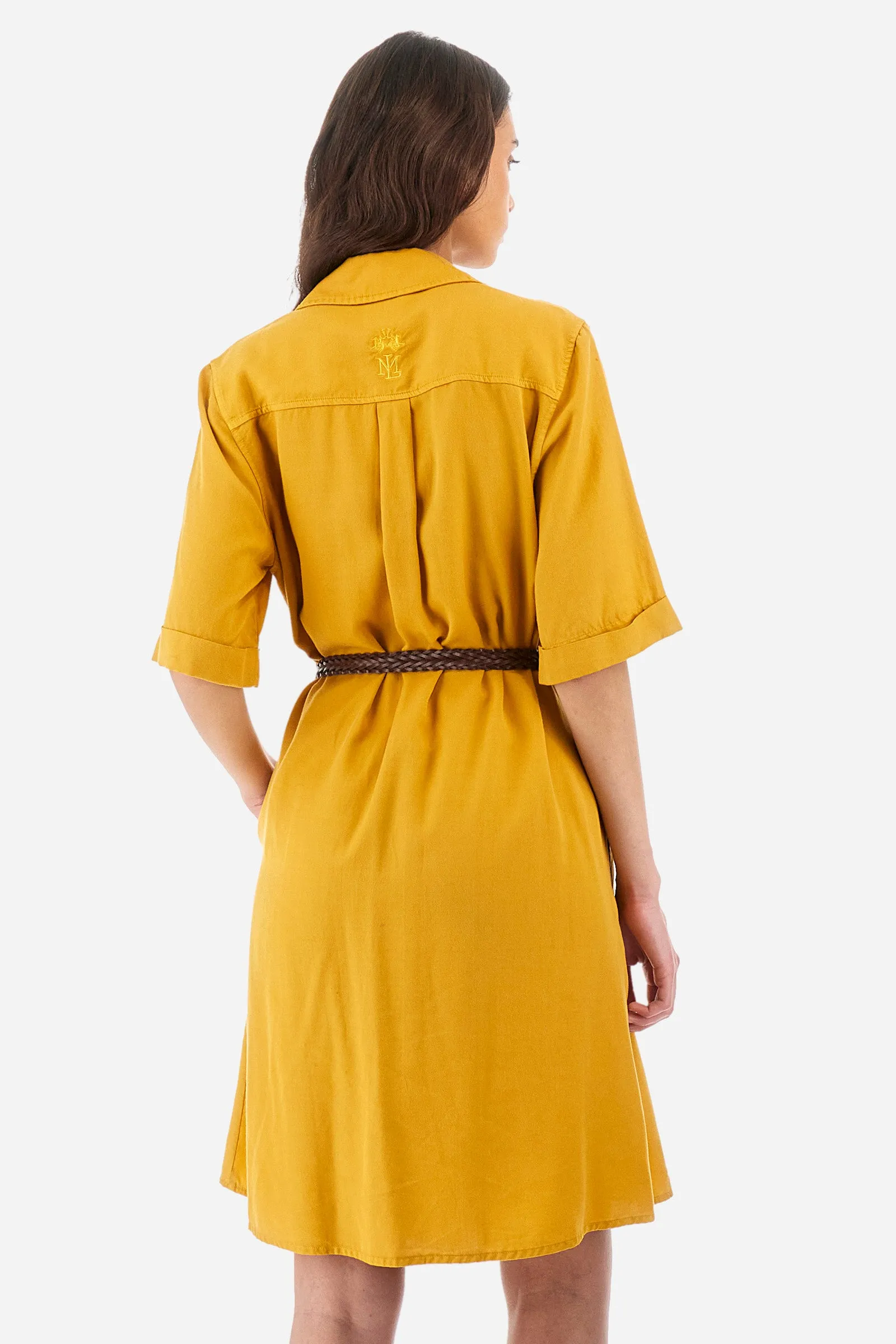 Regular fit short sleeve dress in tencel - Yeruscha