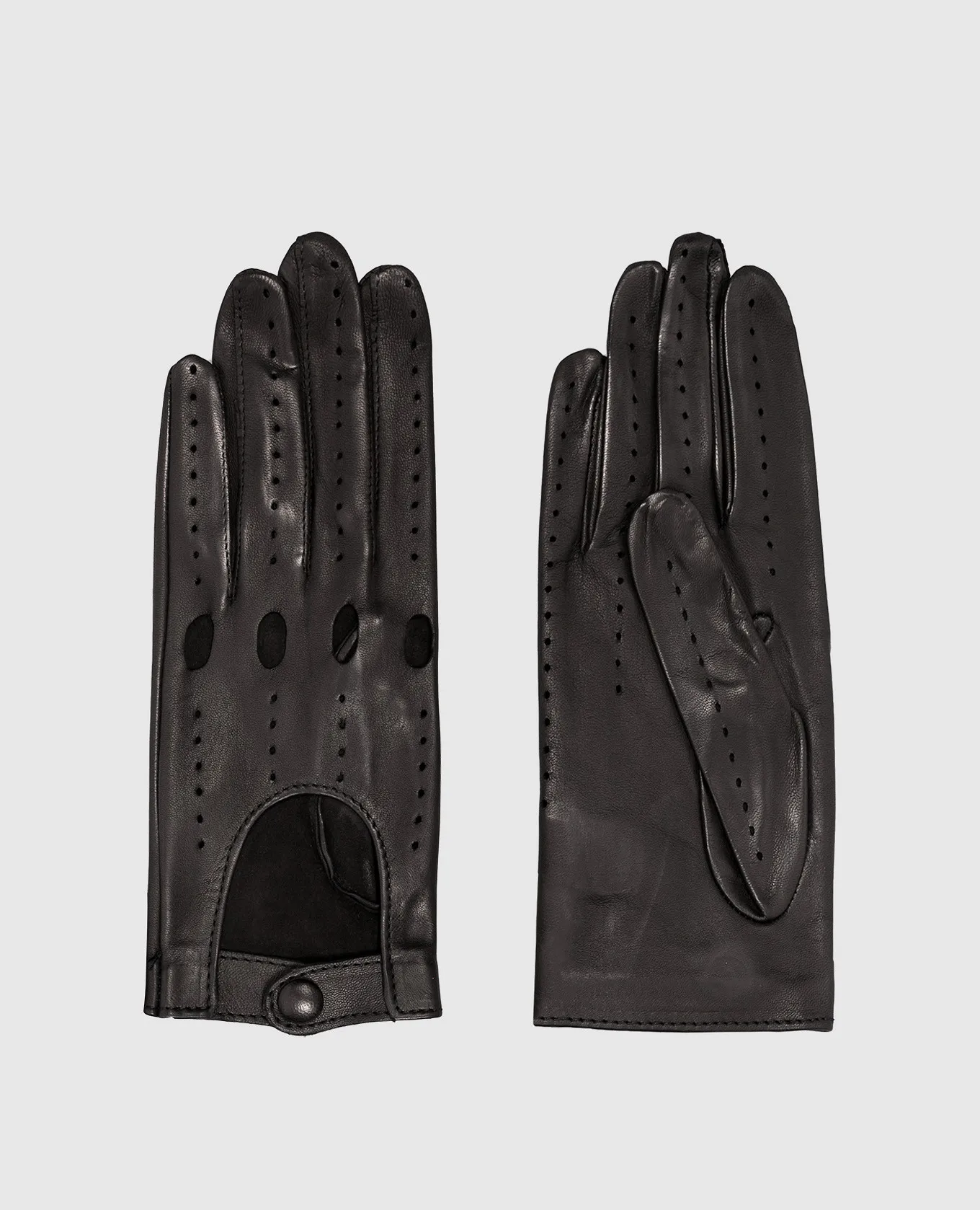 Sermoneta Gloves Guanti in pelle nera con perforazione AD