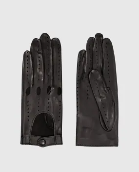 Sermoneta Gloves Guanti in pelle nera con perforazione AD
