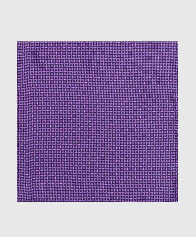 Stefano Ricci Cravatta in seta viola e sciarpa pache per bambini con motivo geometrico YDH27026