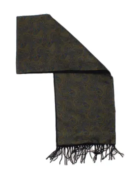 VINTAGE Mens Rectangle Scarf One Size Navy Blue Paisley Acrylic